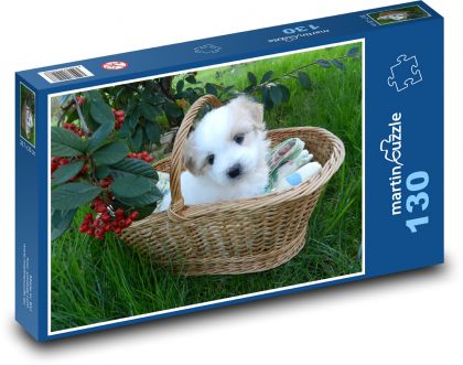 Pes - šteňa, záhrada - Puzzle 130 dielikov, rozmer 28,7x20 cm 