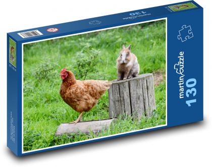Kurczak i królik - Puzzle 130 elementów, rozmiar 28,7x20 cm