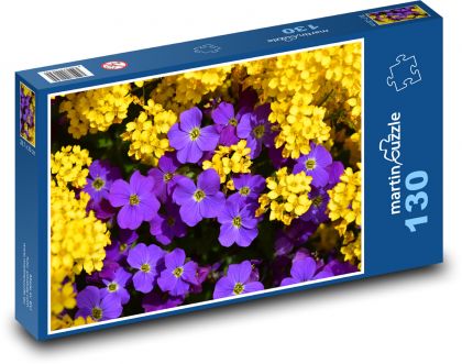 Květiny - fialové a žluté květy - Puzzle 130 dílků, rozměr 28,7x20 cm