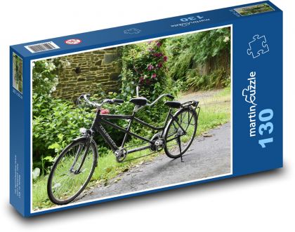 Tandem bike - bicycle, tandem - Puzzle 130 pieces, size 28.7x20 cm 