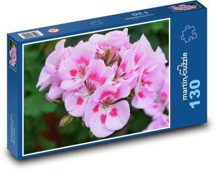 Geranie - rosa Blume, Muskatnuss - Puzzle - 130 Teile