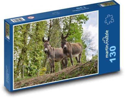 Osły - roślinożercy, przyroda - Puzzle 130 elementów, rozmiar 28,7x20 cm
