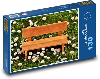 Lavička - louka, tráva - Puzzle 130 dílků, rozměr 28,7x20 cm