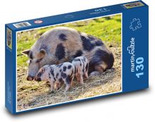 Schwein - Ferkel, Junge Puzzle 130 Teile - 28,7x20 cm