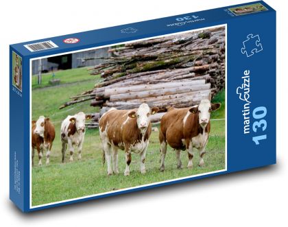 Kráva - dobytek, dojnice - Puzzle 130 dílků, rozměr 28,7x20 cm
