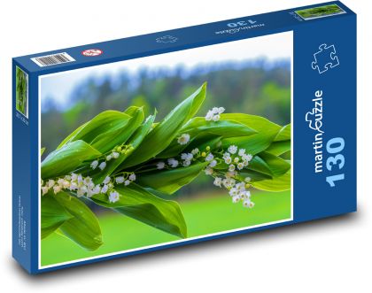 Konvalinky - biele kvety, rastliny - Puzzle 130 dielikov, rozmer 28,7x20 cm 