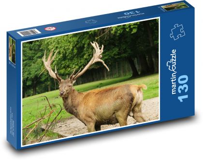 Jeleň - zviera, les - Puzzle 130 dielikov, rozmer 28,7x20 cm 