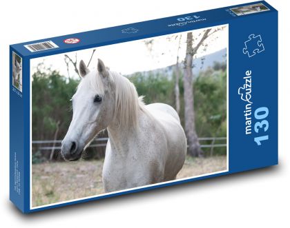Australský pony - bílý kůň - Puzzle 130 dílků, rozměr 28,7x20 cm