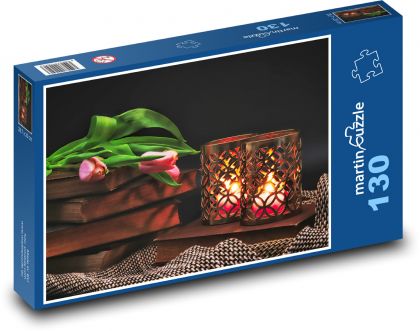 Tulipány - svíčka, jaro - puzzle 130 dílků