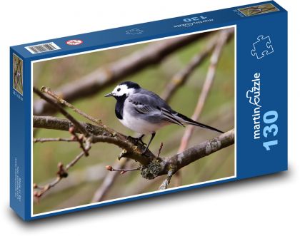 Konipas bílý - pták, větev - puzzle 130 dílků