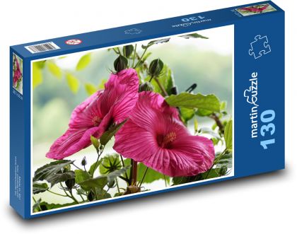 Hibiskus - rosa Blume, Garten - Puzzle - 130 Teile
