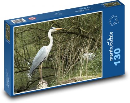 Czapla Siwa - ptak wodny, zwierzę - Puzzle 130 elementów, rozmiar 28,7x20 cm
