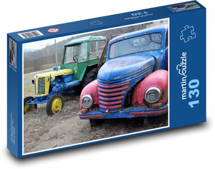 Car - tractor, truck - Puzzle 130 pieces, size 28.7x20 cm 