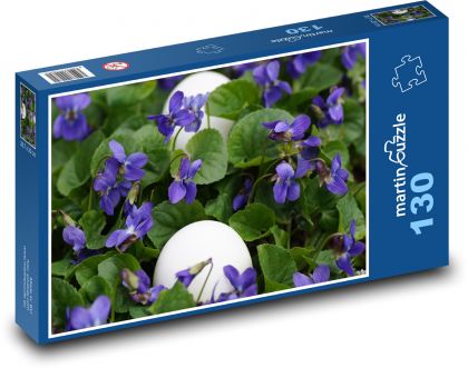 Fialová kvetina - jar, vajcia - Puzzle 130 dielikov, rozmer 28,7x20 cm 