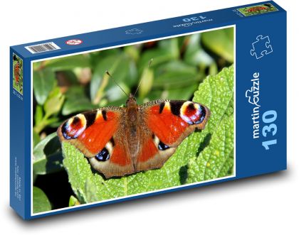 Butterfly - peacock eye, butterfly - Puzzle 130 pieces, size 28.7x20 cm 