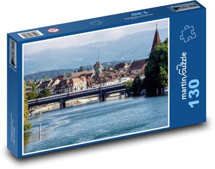 Solothurn - Švýcarsko, vlak - Puzzle 130 dílků, rozměr 28,7x20 cm