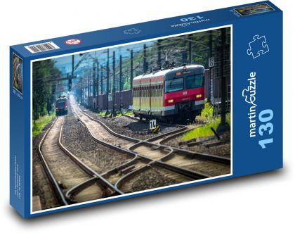 Železnice - vlak, koleje - Puzzle 130 dílků, rozměr 28,7x20 cm