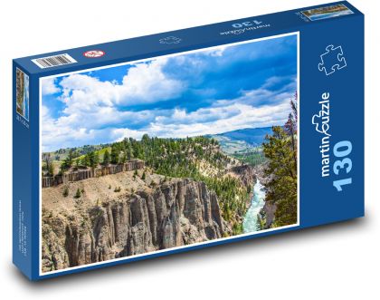 Hory - kaňon, řeka - puzzle 130 dílků