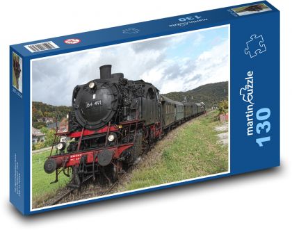 Parní lokomotiva - muzejní vlak - Puzzle 130 dílků, rozměr 28,7x20 cm