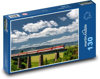 Vlak - most, železnice - Puzzle 130 dílků, rozměr 28,7x20 cm