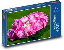 Růžová hortenzie - květina, jaro Puzzle 130 dílků - 28,7 x 20 cm