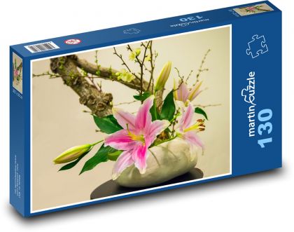 Květinové aranžmá - lilie, kytice - Puzzle 130 dílků, rozměr 28,7x20 cm