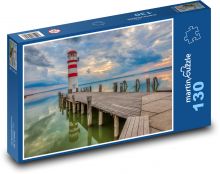 Pier with lighthouse - Lake Nizera Puzzle 130 pieces - 28.7 x 20 cm