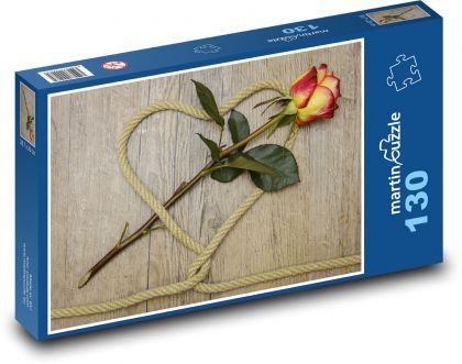 Srdce - růže, láska - Puzzle 130 dílků, rozměr 28,7x20 cm