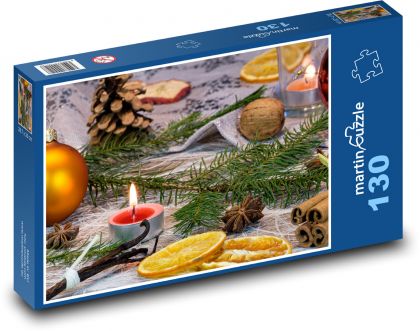 Svíčka - Vánoce. dekorace - Puzzle 130 dílků, rozměr 28,7x20 cm
