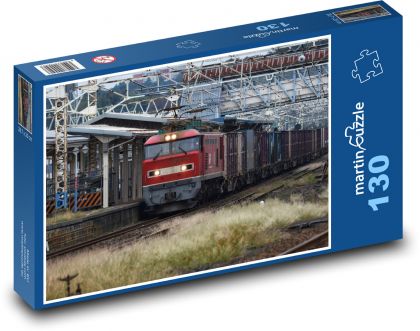 Vlakové nádraží - nákladní vlak - Puzzle 130 dílků, rozměr 28,7x20 cm