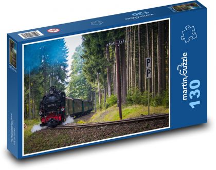 Vlak - les, koleje - Puzzle 130 dílků, rozměr 28,7x20 cm