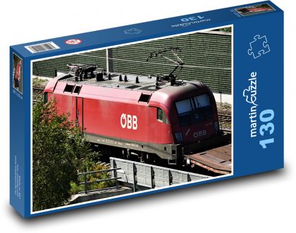 Elektrická lokomotíva - vlak, železnica - Puzzle 130 dielikov, rozmer 28,7x20 cm 
