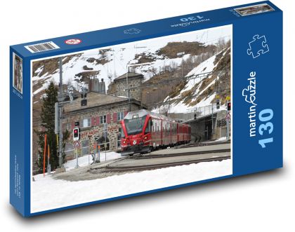 Bernina Švajčiarsko - vlak, príroda - Puzzle 130 dielikov, rozmer 28,7x20 cm 