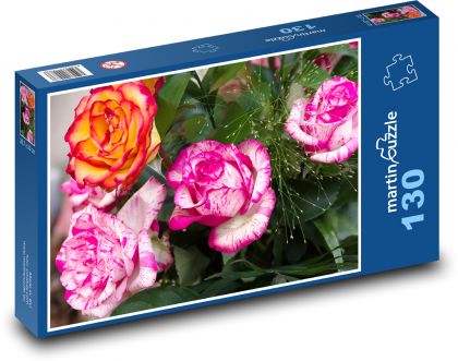 Kytice růží - květiny, narozeniny - Puzzle 130 dílků, rozměr 28,7x20 cm
