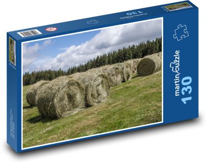 Seno - tráva, pole - Puzzle 130 dielikov, rozmer 28,7x20 cm 