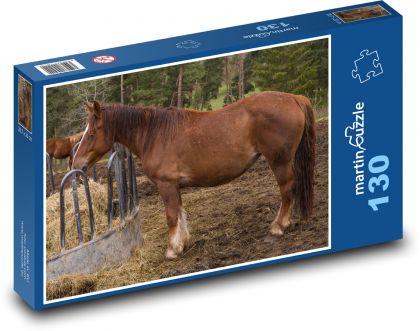 Hnědý kůň - farma, venkov - puzzle 130 dílků