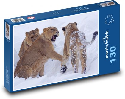 Lioness - snow, zoo - Puzzle 130 pieces, size 28.7x20 cm 