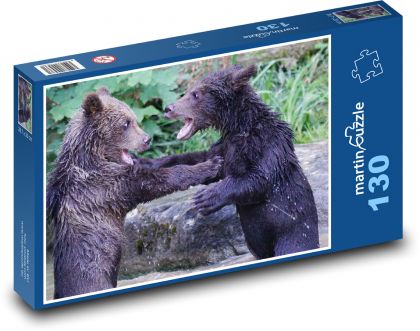 Niedźwiedź brunatny - młode, dziczyzna - Puzzle 130 elementów, rozmiar 28,7x20 cm