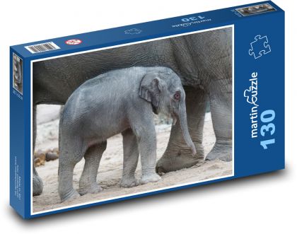 Asijský slon - mládě, savec - Puzzle 130 dílků, rozměr 28,7x20 cm
