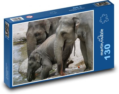 Elephant - cub, family - Puzzle 130 pieces, size 28.7x20 cm 
