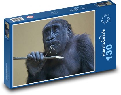 Gorilla - monkey, animal - Puzzle 130 pieces, size 28.7x20 cm 