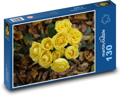 Žltá ruža - kytica, jeseň - Puzzle 130 dielikov, rozmer 28,7x20 cm 