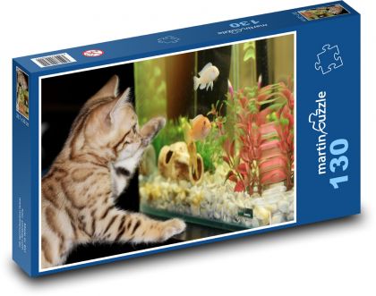 Kotě - akvárium, mazlíček - Puzzle 130 dílků, rozměr 28,7x20 cm