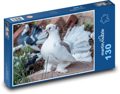 Bílá holubice - pták, zvíře - Puzzle 130 dílků, rozměr 28,7x20 cm