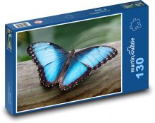 Motyl Morpho - niebieski motyl, owad Puzzle 130 elementów - 28,7x20 cm
