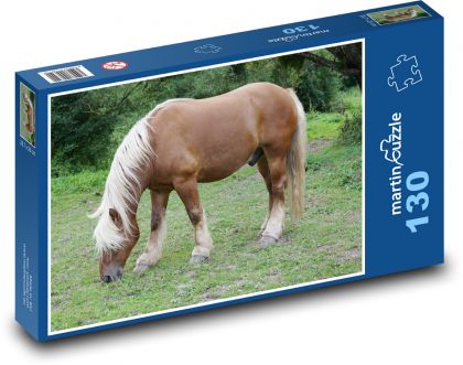 Kůň - pastvina, zvíře - Puzzle 130 dílků, rozměr 28,7x20 cm