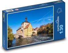 Budynek - miasto, rzeka Puzzle 130 elementów - 28,7x20 cm