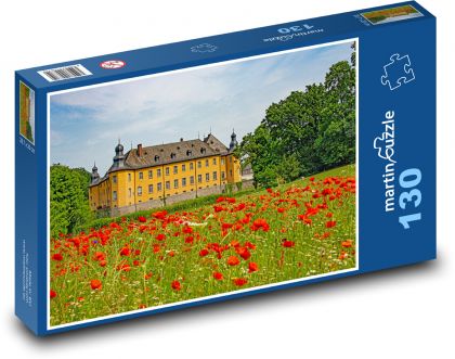 Hrad - vlčí mak, kvety - Puzzle 130 dielikov, rozmer 28,7x20 cm 
