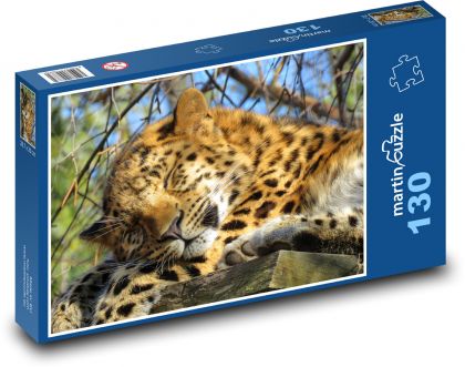 Leopard - mačka, dravec - Puzzle 130 dielikov, rozmer 28,7x20 cm 