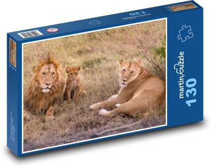 Lions - family, cub - Puzzle 130 pieces, size 28.7x20 cm 